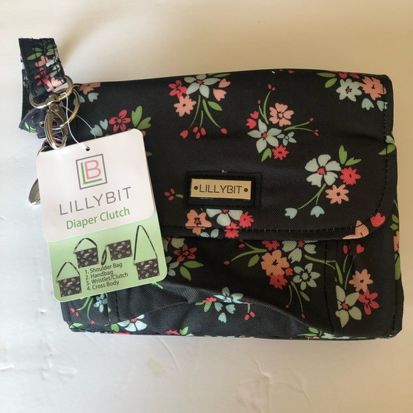 New Lilly Bit Diaper Bag Clutch Convertible Folding Shoulder Strap Changing Pad - Picture 11 of 12